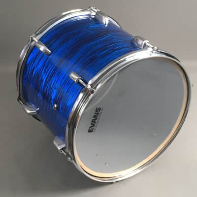 Custom Built Vintage 11x13” Power Tom Drum New Blue Oyster Pearl Wrap Chrome Lugs Aquarian Restored in USA image 6