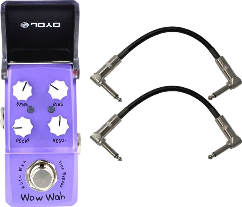 Joyo JF-322 Wow Wah (Auto wah) True Bypass Mini Pedal w/ 2 Patch Cables image 1