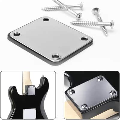 Chrome Neck Plate for Electric Guitar with 1 Plastic Mat 4 Mounting Screws,Silver image 4