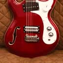 Danelectro 66BT-TRRED Semi-Hollow Double Cutaway Offset Horn Shape Baritone 6-String Electric Guitar