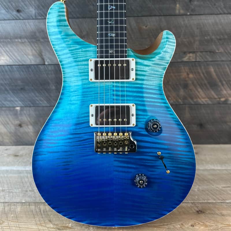 PRS Wood Library Custom 24 Flame Maple 10 Top, Torrified Flamed Maple Neck, Ebony FB - Blue Fade Satin 391905 image 1