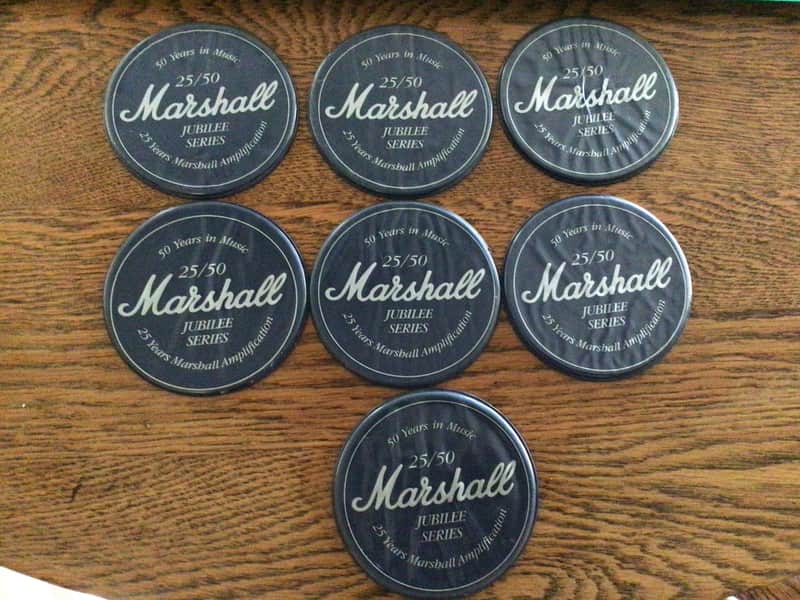 Marshall Vintage Silver Jubilee coasters and Marshall Amplification sticker 1987 image 1