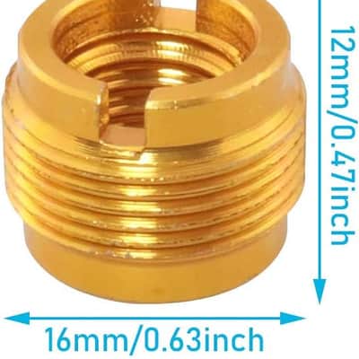 4pcs Mic Stand Adapter Aluminum 5/8" Male to 3/8" Female Screw Adapter for Microphone Stand Clips Mic Stand Holder Adapter, Gold image 3