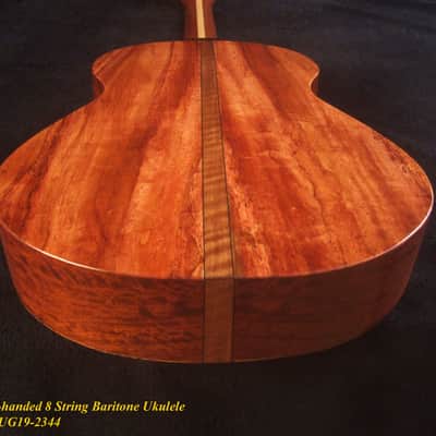 Handmade Left-handed 8 String Baritone Ukulele, Solid Curly Spalted Maple, Rosewood, MOP Inlay, Soft-bag, Bruce Wei UG19-2344 image 9