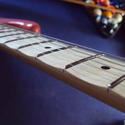 Scalloped Squier SONIC Stratocaster HSS coralred  with Tremolo and  maple Fretboard ,playing ala Yngwie,Ritchie and CO! image 9
