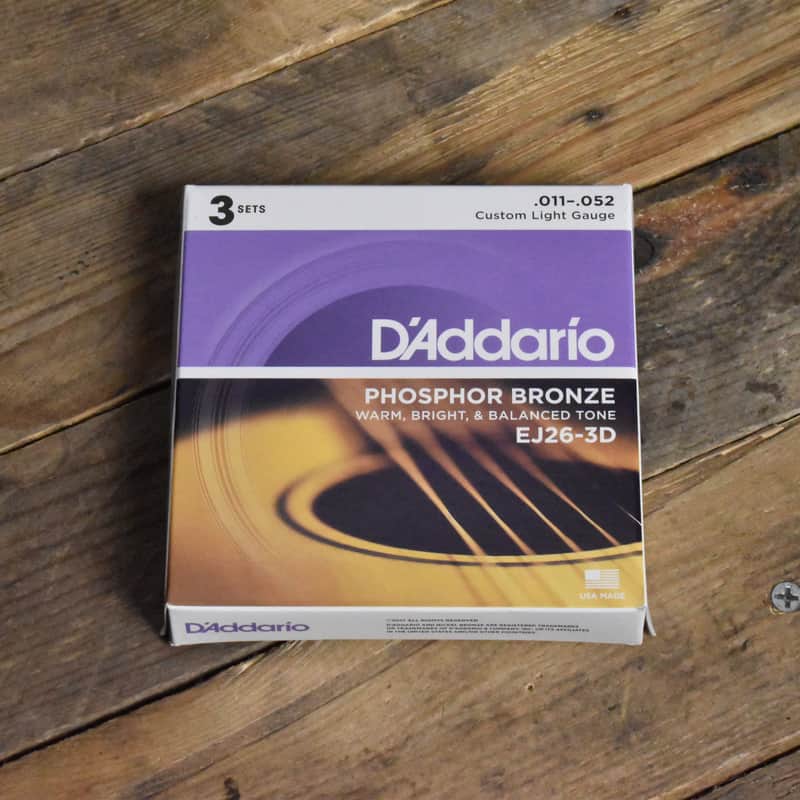 D'Addario EJ26-3D 3-Pack Phosphor Bronze Acoustic Guitar Strings Custom Lite 11-52 image 1