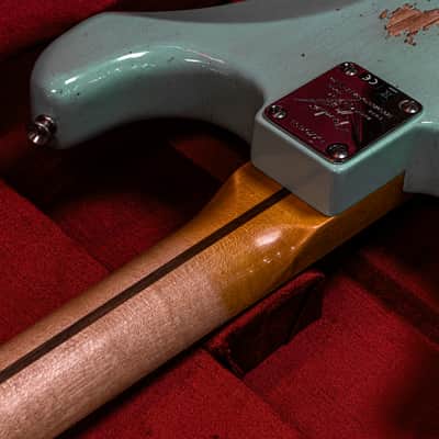 Fender CS 70th Anniversary 1954 Strat Relic 1-P QMN SFA Limited Fat 2025 - Super-Faded Aged Surf Green image 5