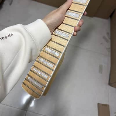 24 inch short scale maple electric guitar neck block inlay 22fret big head Parts image 2