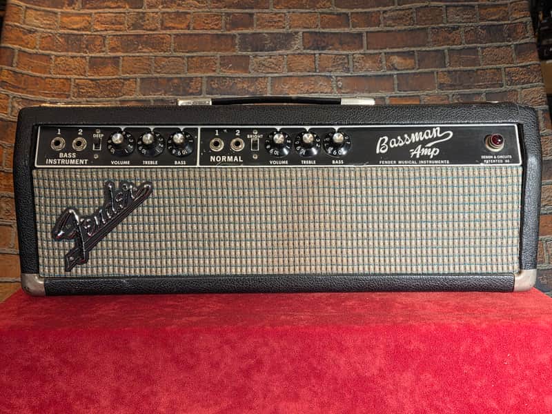 Vintage 1965 Fender Bassman 2-Channel 50-Watt Guitar Amp Head Black Panel - Replaced Late 60’s Style Grill Cloth image 1