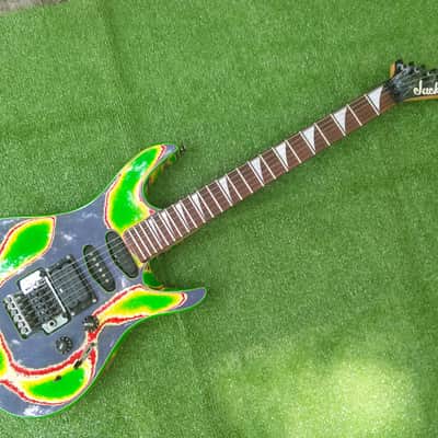 VINTAGE 90S MIJ JAPAN JACKSON DK CUSTOM FINISH PROJECT SUPER STRAT DINKY HSS 22 JUMBO FRETS FLOYD ROSE 1990s ORIGINAL FACTORY CUSTOM TIE DYE FINISH image 10