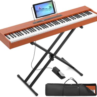 Digital Piano 88 Weighted Keys with Stand Touch Sensitivity, 88 Key Semi Weighted Keyboard Piano Portable Electric Piano for Beginners, Dual Stereo Speakers, Case, Sustain Pedal image 1