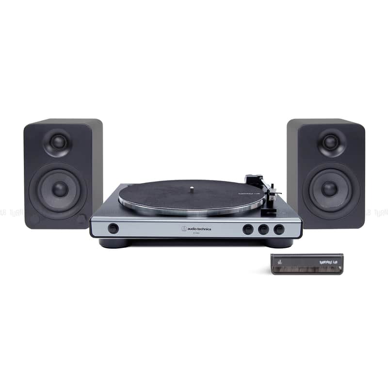 Audio-Technica: AT-LP60X / Kanto YU4 / Turntable Package Silver Turntable / Black Speakers