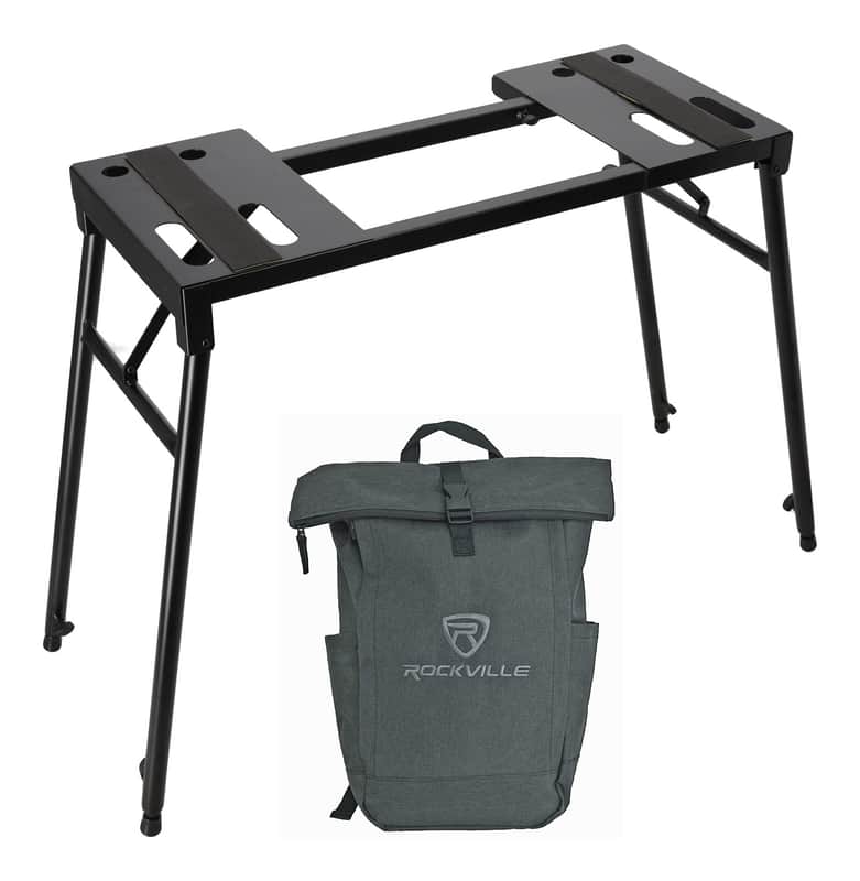 On-Stage KS7150 Platform Style DJ Keyboard/Mixer Stand + Laptop Backpack Bag image 1