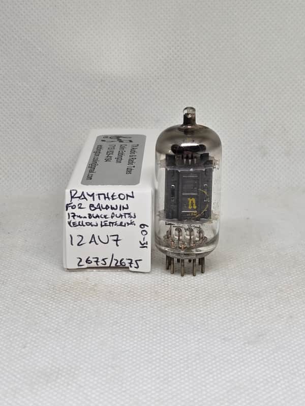 Raytheon Made For Baldwin 1960 12AU7 Long Black Plate Perfectly Balaced Single NOS ECC82 12AU7 image 1