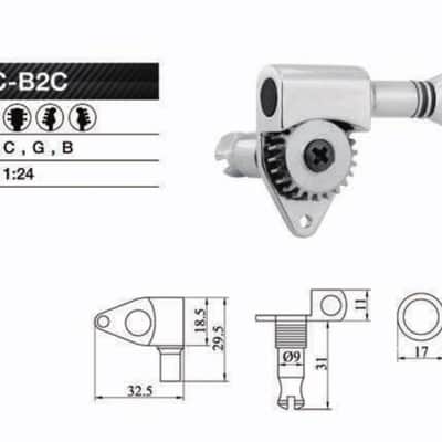 1:24 Ratio Silver Electric Bass Guitar Machine Heads Tuners Guitar Tuning Key Pegs Open Gear Replacement for Jazz Precision (4 for Right, Chrome) image 4