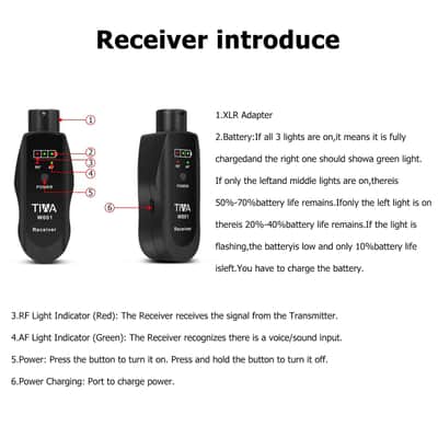 Tiwastage Wireless Microphone Audio Transmitter and Receiver System Plug-on XLR Mic Adapter for wired mic image 5