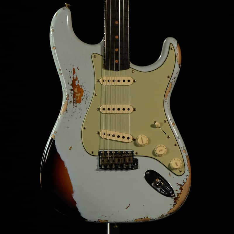 2023 Fender Custom Shop 1960 Stratocaster Heavy Relic - Aged Sonic Blue Over 3-Color Sunburst image 1