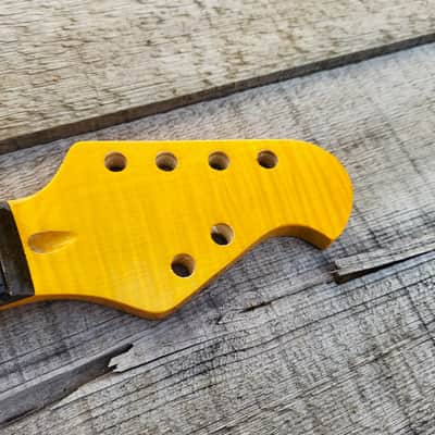 Flame Maple Custom Maple on Rosewood Guitar neck replacement DIY Guitar Neck. image 3