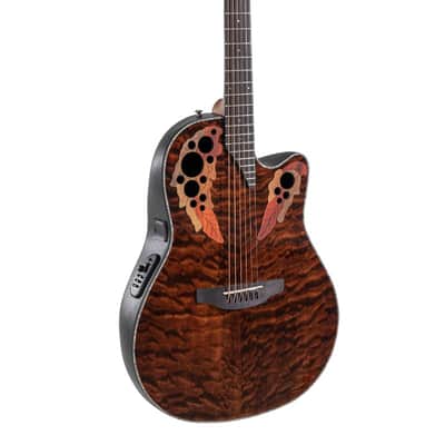 Ovation Celebrity Elite Plus CE44P-TGE Mid-Depth Acoustic-Electric Guitar - Dark Tiger Eye image 8