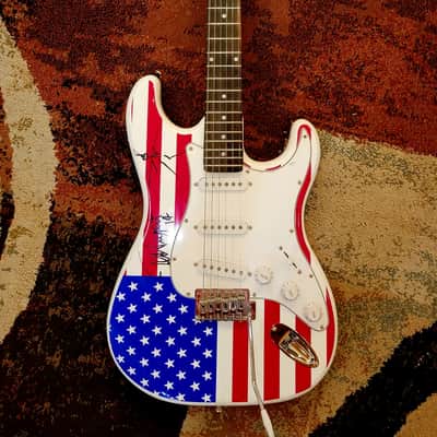 Main Street Guitars Autographed By Ted Nugent Stars And Stripes 'Murican Flag image 1
