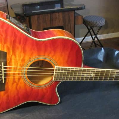 2005 Ibanez AEF 100 Acoustic Electric Guitar Antique Cherry Burst image 1