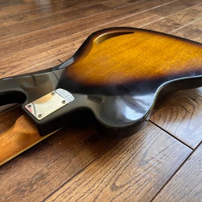 Vintage 1960s Teisco TG-64 Electric Guitar Monkey Grip Tobacco Burst Offset Tremolo MIJ Japan w/ OHSC image 15
