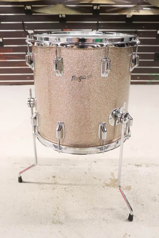 Rogers 14x14" Cleveland Holiday Floor Tom Drum Vintage 1960's Champaign Sparkle image 1
