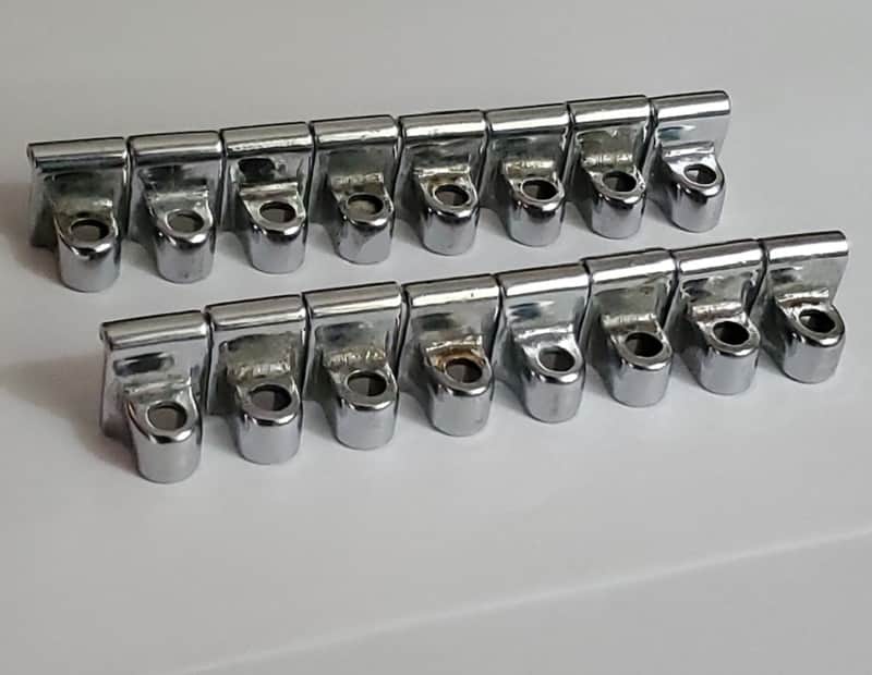 16x LEEDY & LUDWIG Hoop Clips, Clean MATCHING SET!  Chrome COLLAR HOOKS * HOOP RIM CLIPS CLAWS Chrome 1930s 1940s 1950s * INSECTED & TESTED! image 1