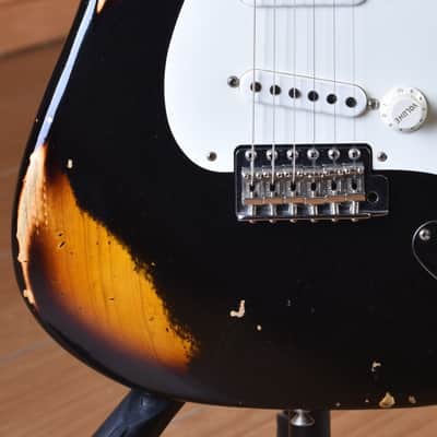 Fender Custom Shop Stratocaster 1955 Heavy Relic Aged Black over 2 Tone Sunburst 30th Anniversary #045 image 13