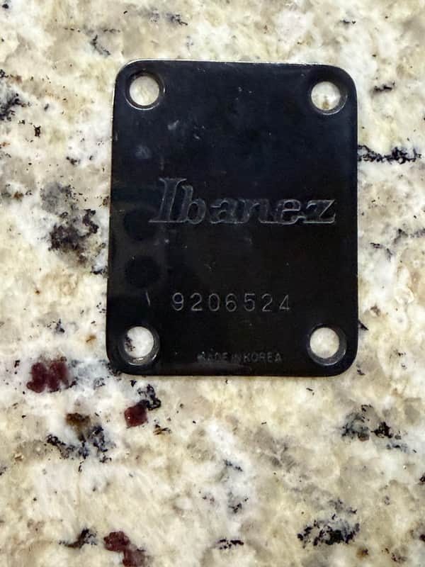 Ibanez Neck plate with serial number Korea 90s - Black image 1