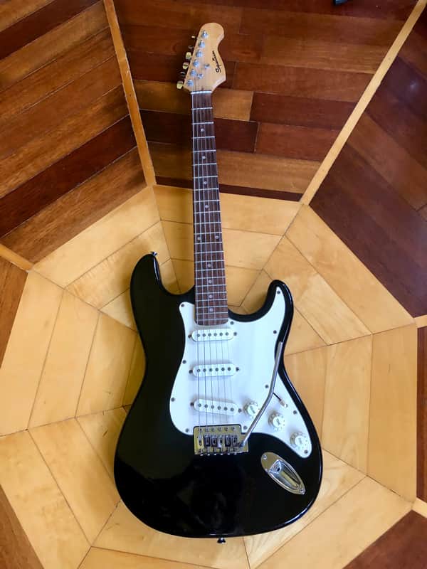 100% Original Vintage Spectrum Stratocaster Style Black Electric Guitar image 1