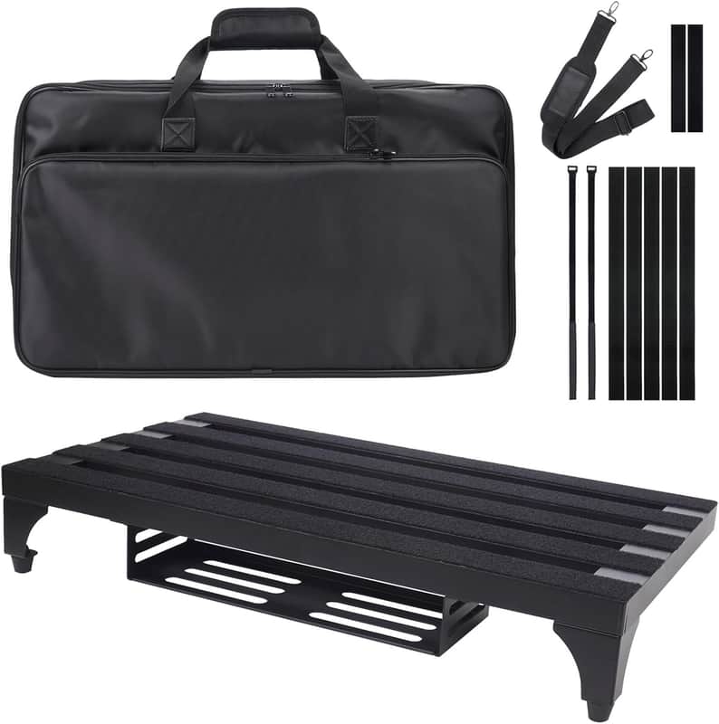Super Light 3.3 lb Guitar Pedal Board 22" x 12.5" Aluminum Alloy Pedalboard with Power Supply Cradle (Black, APB-22BK) image 1