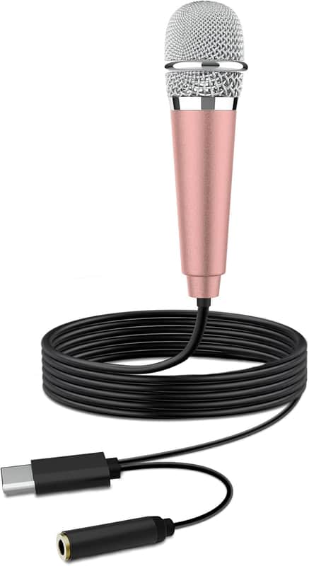 USB C Mini Karaoke Microphone for Android Phone, Laptop, Tablets Small ASMR Microphone for Voice Video Recording Singing, Vlogging, Podcasting YouTube (1 PCS Rose Golden) image 1