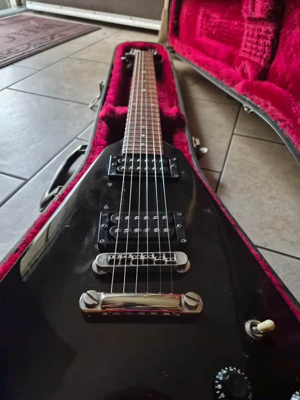 1983 Gibson Flying V I with Stop Bar Tailpiece and Offset Knobs 1981-1988 - Ebony image 1