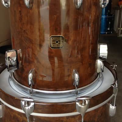 Last Price Drop 1980s Gretsch Square Badge Drum Set: 5-Ply Jasper Centennial Shells Walnut Burl image 3