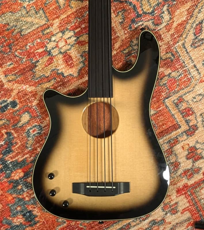 Carvin Semi-Acoustic Fretless Left Handed Bass, 2 Color Burst w/ohsc image 1