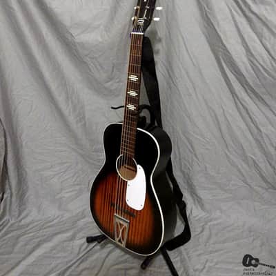 Harmony Stella Parlor Guitar (1960s, Sunburst w/ Faux Flame) | Reverb