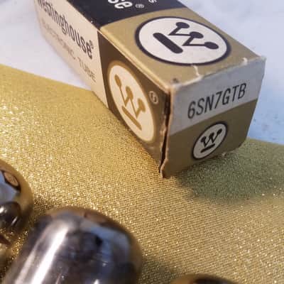 Westinghouse Matched Pair (2) 6SN7GTB tNOS AT1000 TESTED Vacuum Tubes black plate dual triode 1955-1958 image 4