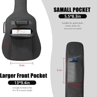 39 40 41 Inch Electric Guitar Bag, Electric Guitar Gig Bag 0.35 Inch Waterproof Thick Padding Backpack Soft Electric Guitar Case Dual Adjustable Shoulder Strap Pocket & Back Hanger Loop image 3