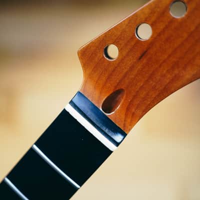 Telecaster Neck – Roasted Maple & Blackwood | 22 Frets | Light Gloss Finish | Bone Nut image 6