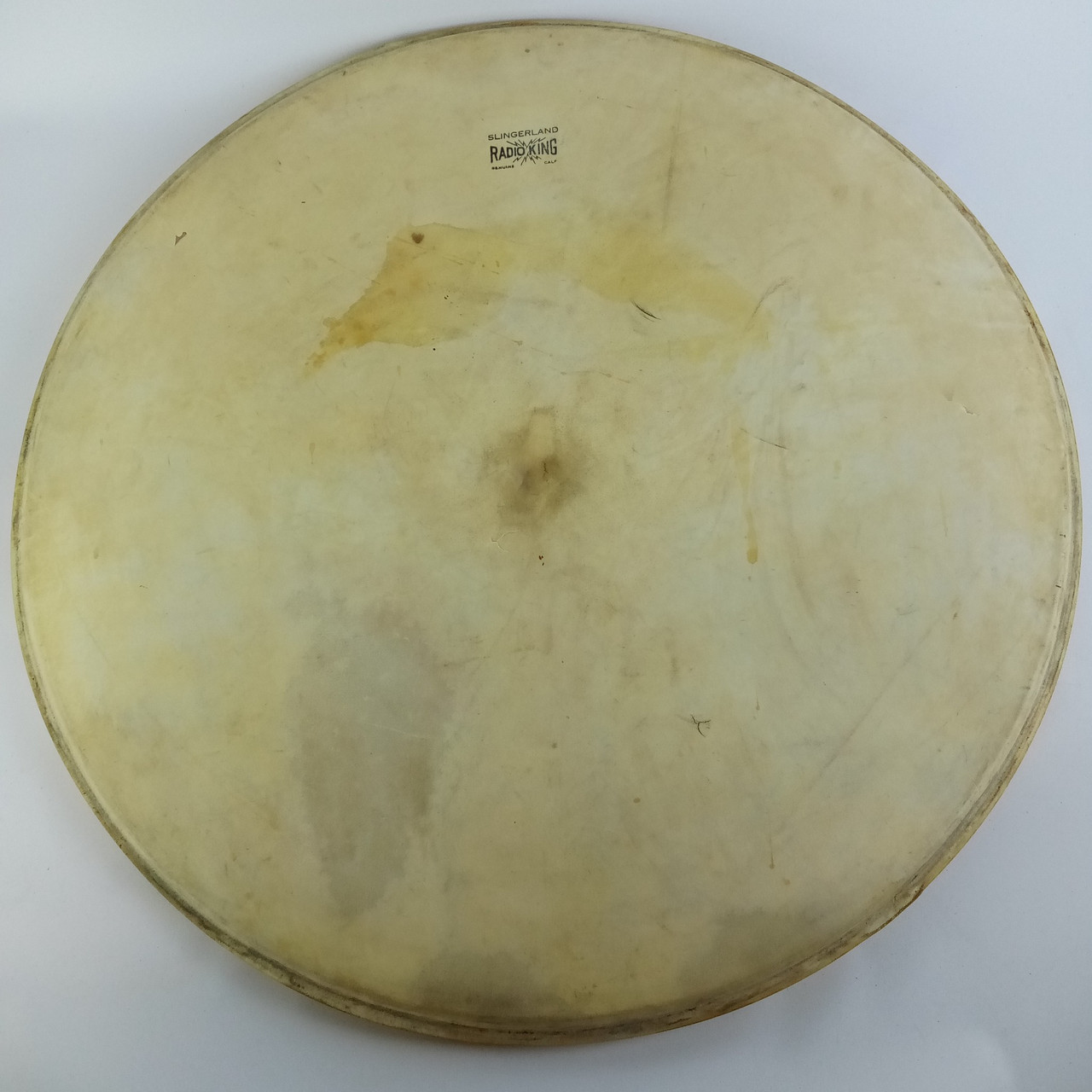 Slingerland 24" Radio King Calfskin Bass Drum Head Vintage 40s Sparks Logo USA — main photograph