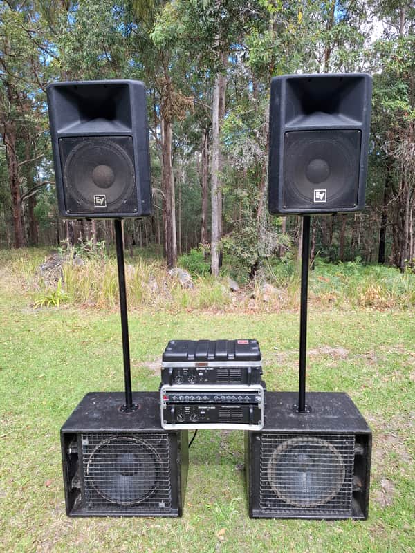 PA system portable EV SX200 tops, EV TL606 subs, Crest 7001 amps, DBX crossover Electrovoice 1990's image 1