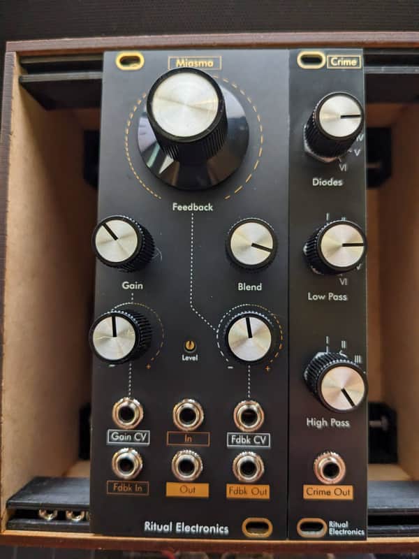 Ritual Electronics Miasma Distortion + Crime II Expander (LP, HP, All-Diodes Knobs) - Black image 1