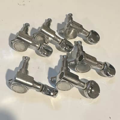 H.C. 6-in-line right handed guitar tuners 1/4” tuning machines pegs 80s-90s - Chrome image 1