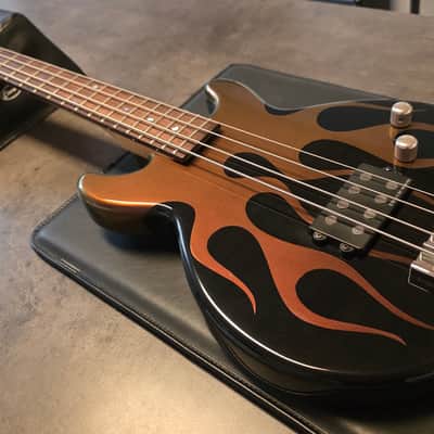 Jackson USA JJ Bass Custom Shop Interference Hot Rod Flames Flip-Flop Color Change 32" Medium Short Scale Scott Ian Music Man Stingray Pickup 18V Preamp American Slap Bass Guitar image 6