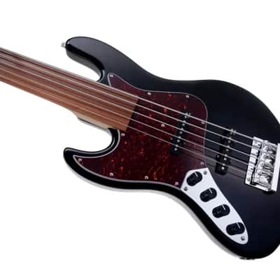 Sadowsky MetroExpress 21-Fret Vintage J/J Bass, Morado Fingerboard, Fretless, Lefthand, 5-String - Solid Black High Polish image 1