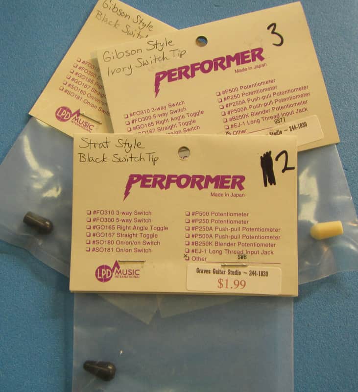 LPD Music Lot of 3 performer switch tips 2010's - Black, Ivory plastic image 1