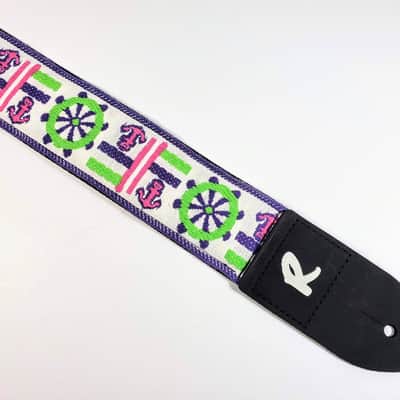 Boat Wheel and Anchor Guitar Strap -Green Purple Nautical Guitar Strap- Ocean Guitar Strap-Handcraf image 1