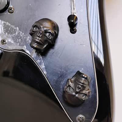 2004 Fernandes Retro Rocket X-1 LTD BLK Electric Guitar - Black - Gloss - Skull Knob Controls image 10