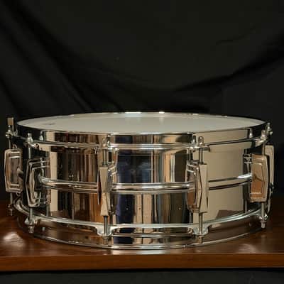 Ludwig No. 400 Supraphonic 5x14" 10-Lug Aluminum Snare Drum with Pointed Blue/Olive Badge 1969 - 1979 - Chrome-Plated image 7